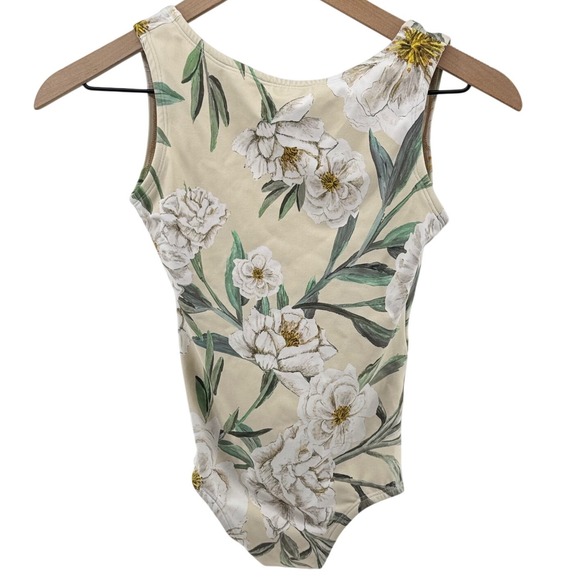 Luckyleo Dancewear Other - Luckyleo Dancewear Leotard XS Cream White Floral Low Back Balletcore Dance